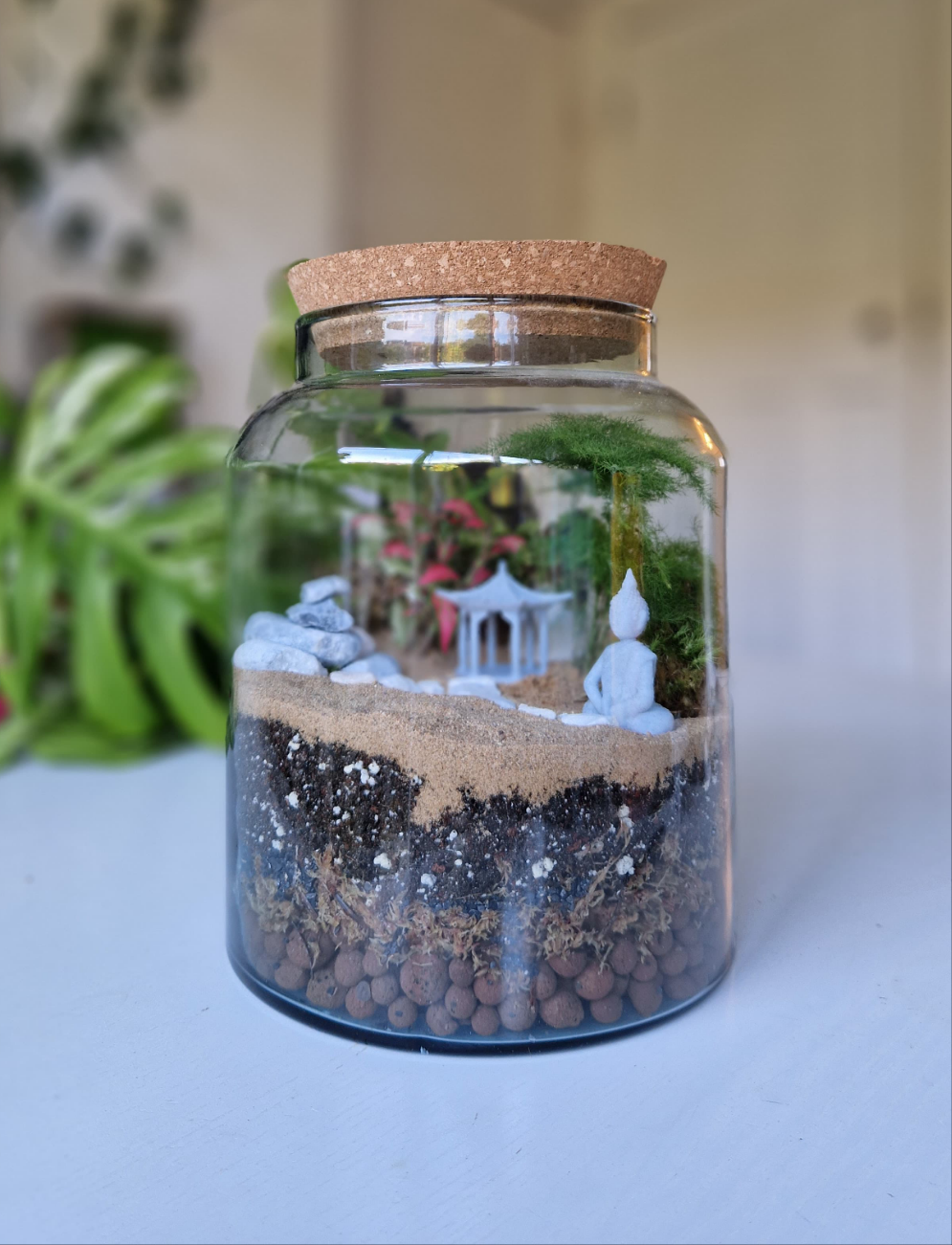 Zen Garden Terrarium Kit with Plants - Plant gift - Closed Terrarium - Glass Terrarium Biodome - DIY terrarium kit - Japanese Garden
