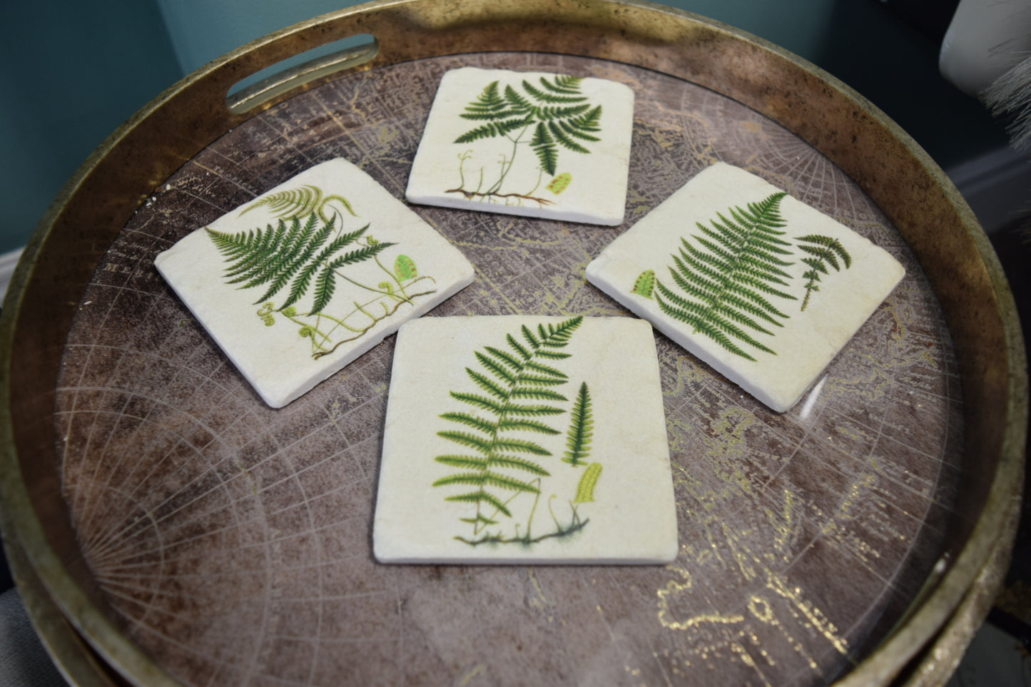 Nature-Inspired Fern Coasters: Set of 4 High Quality Table Protectors - Plant Lover Gift Housewarming Nature Decor - Home Office Desk Decor