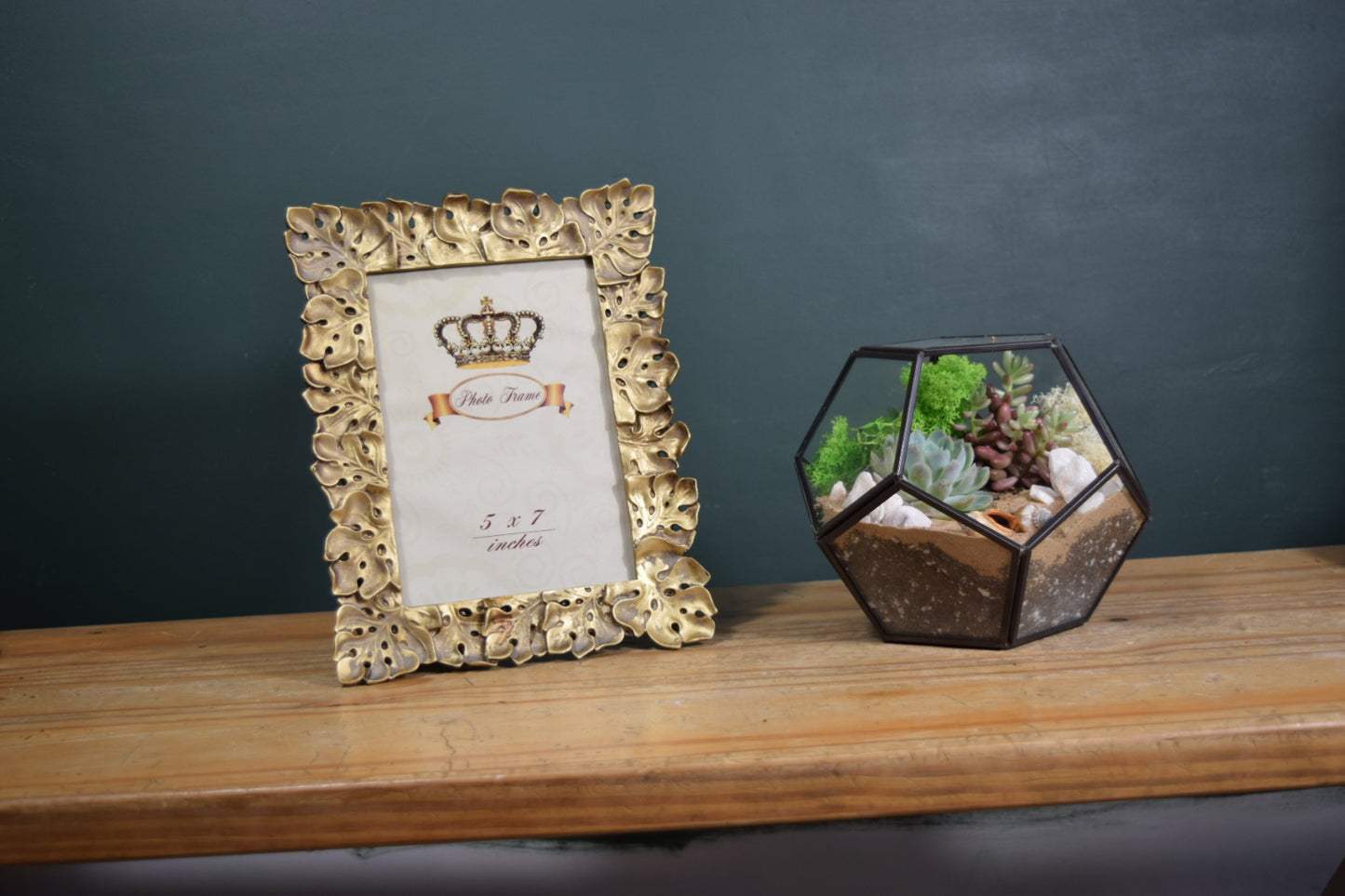 Gold Leaf Picture Photo Frame - Monstera Cheese Plant Leaf - Gold Decor - Plant Lover Gift - Rustic Metallic Home Decor