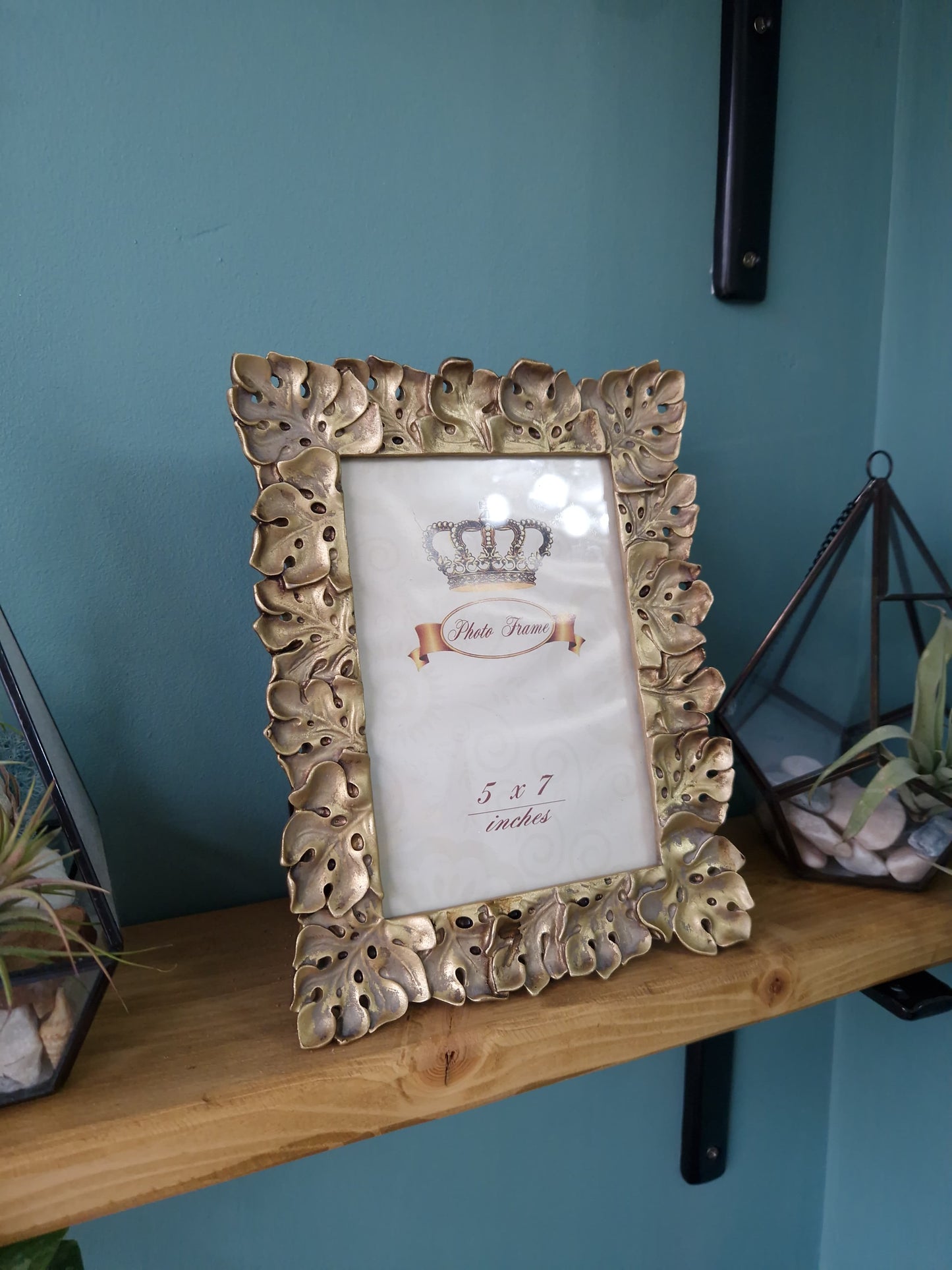 Gold Leaf Picture Photo Frame - Monstera Cheese Plant Leaf - Gold Decor - Plant Lover Gift - Rustic Metallic Home Decor